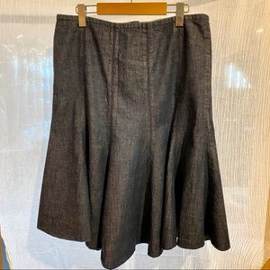 Denim mid length flare skirt